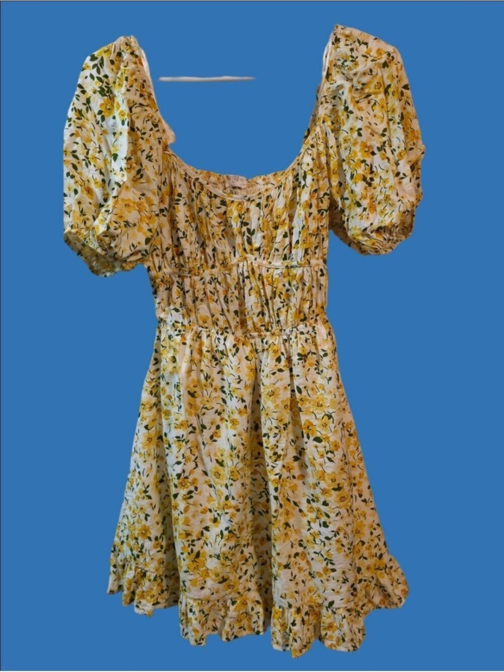 4/$67 Deal! Sienna Sky Yellow Floral Puff-Sleeve Mini Dress